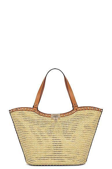 Valentino Garavani Rockstud Tote Bag in Beige Product Image