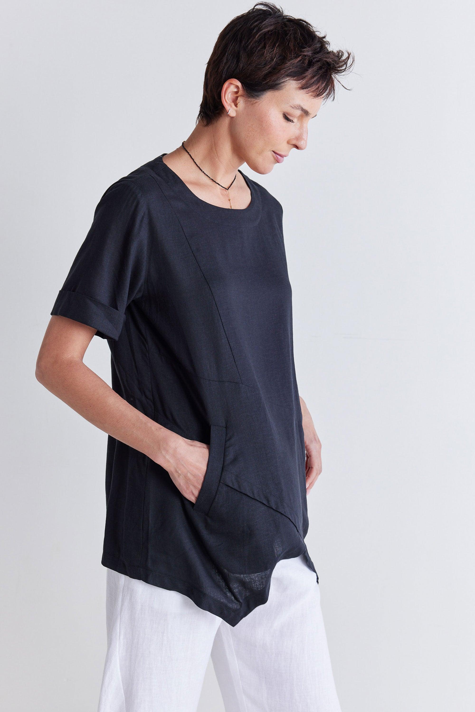 Breezy Asymmetric Linen Top Product Image