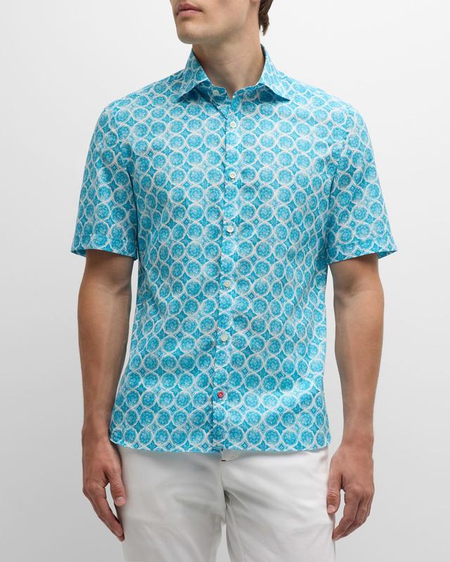 Men's Cotton Medallion-Print Short-Sleeve Shirt Product Image