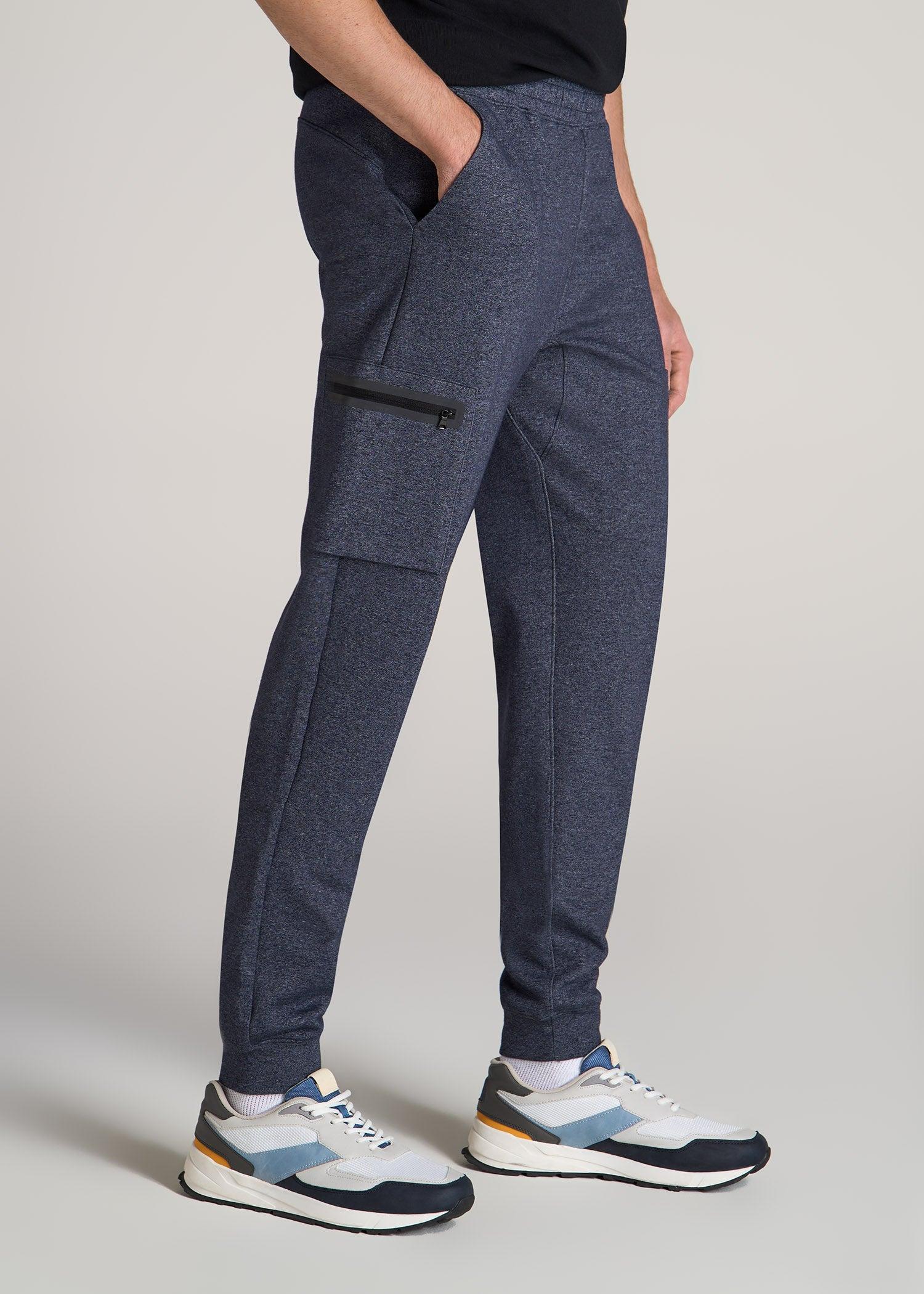 Utility Fleece Cargo Joggers for Tall Men in Evening Blue Mix Male Product Image