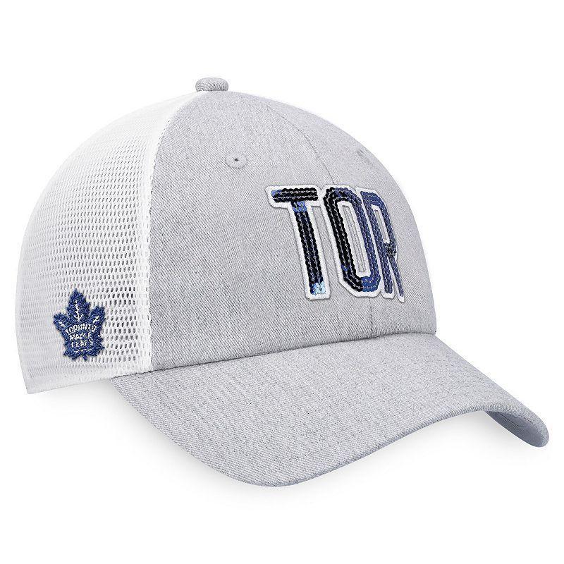 Womens Fanatics Branded Heather Gray/White Toronto Maple Leafs Iconic Glimmer Trucker Snapback Hat Product Image