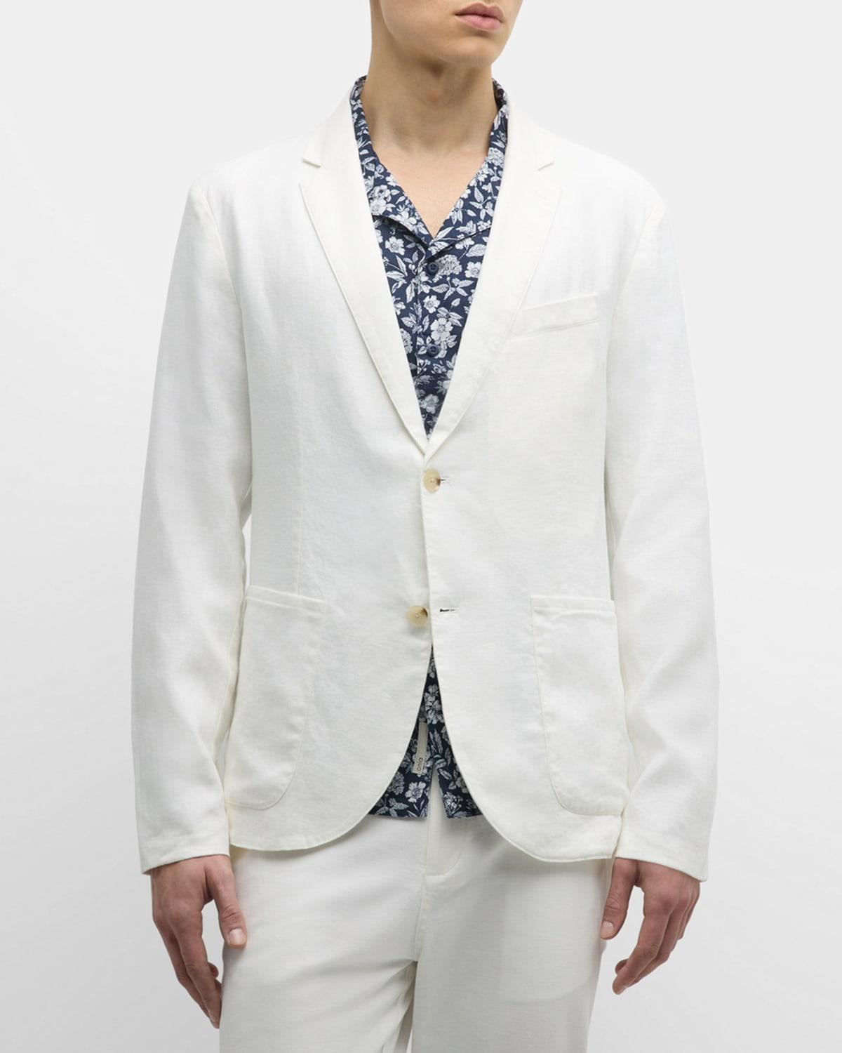 Mens Solid Linen Blazer Product Image