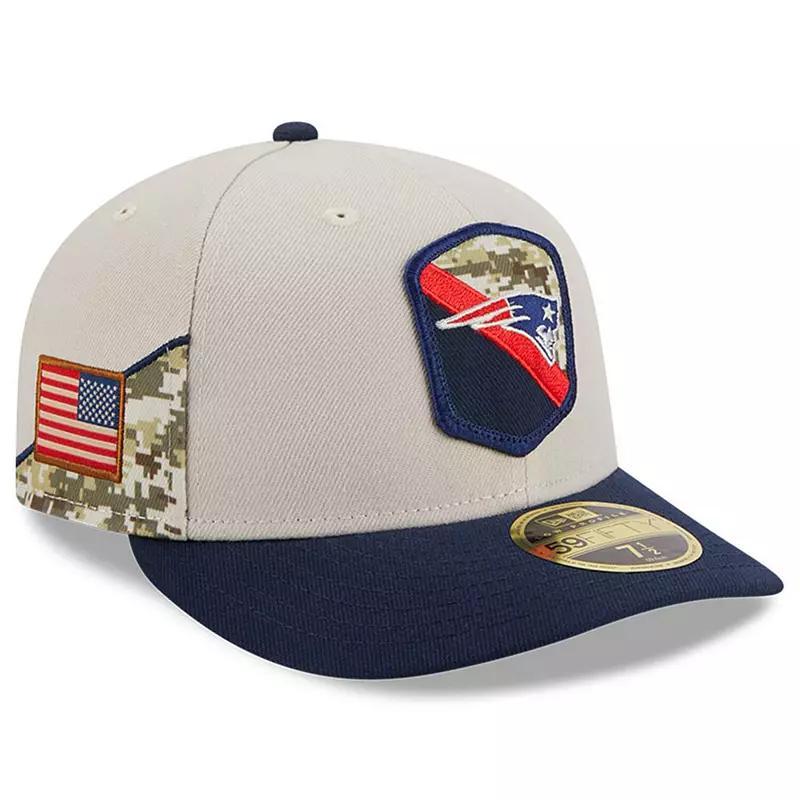 Mens New Era  Stone/Navy New England Patriots 2023 Salute To Service Low Profile 59FIFTY Fitted Hat Product Image