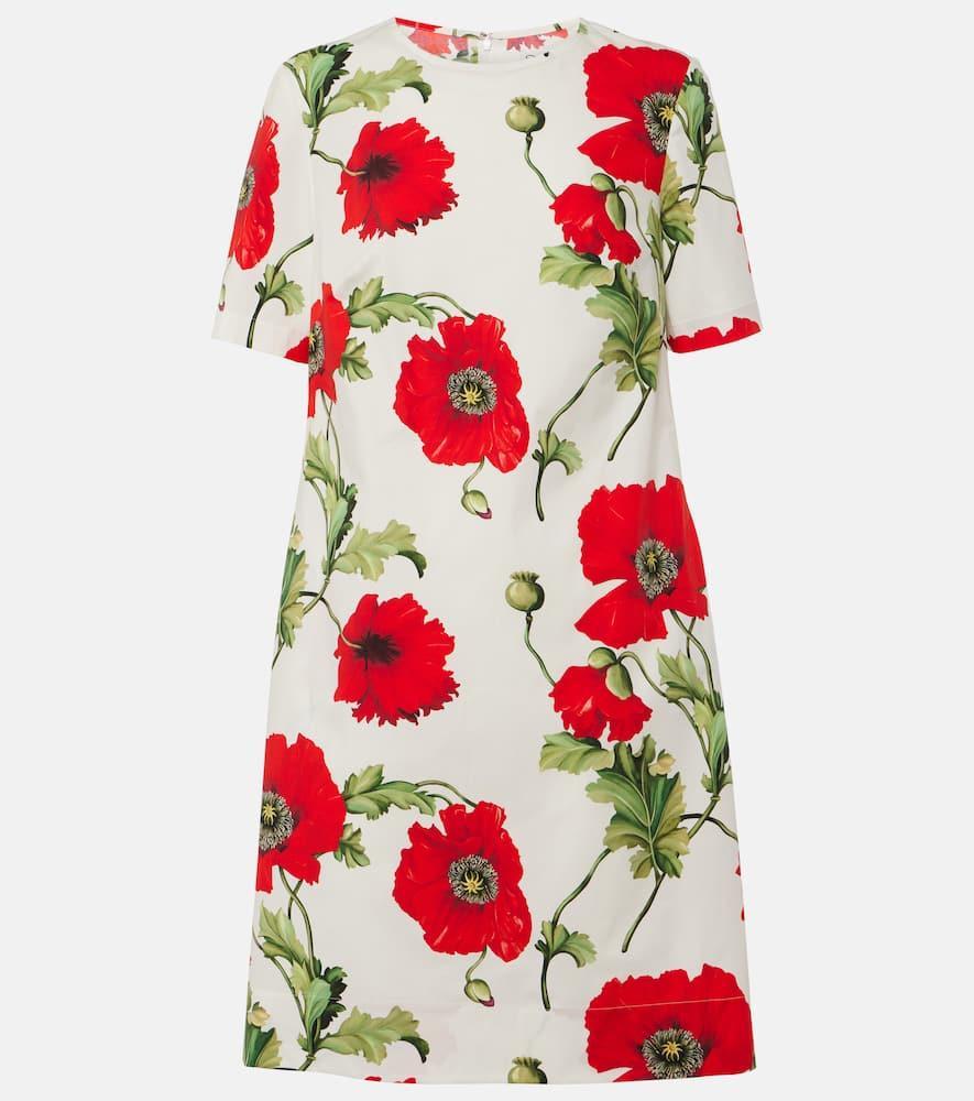 OSCAR DE LA RENTA Floral Cotton-blend Minidress In Multicoloured Product Image