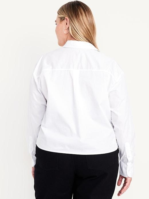 Embellished Cropped Button-Down Shirt Product Image