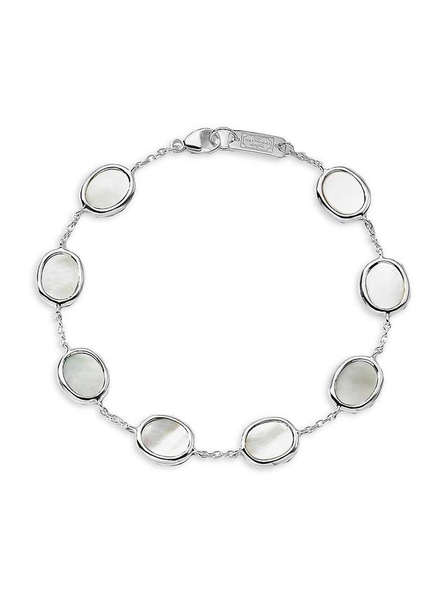 Womens Polished Rock Candy Sterling Silver & Mother-Of-Pearl Station Bracelet Product Image