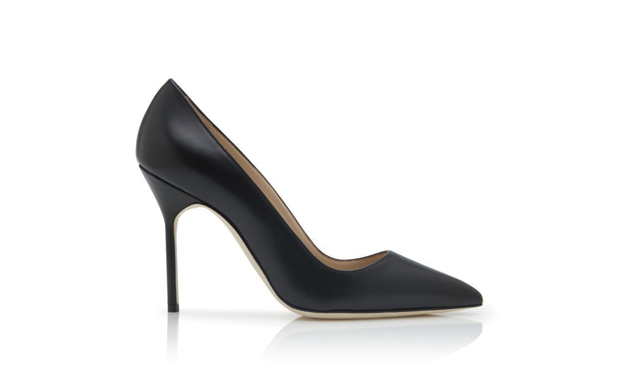 BB CALF Black Calf Leather Pointed Toe Pumps Product Image