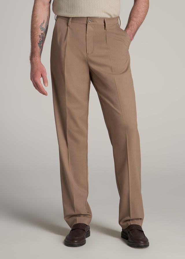 Tall Men's Relaxed Pleated Trouser in Dark Sand Male Product Image