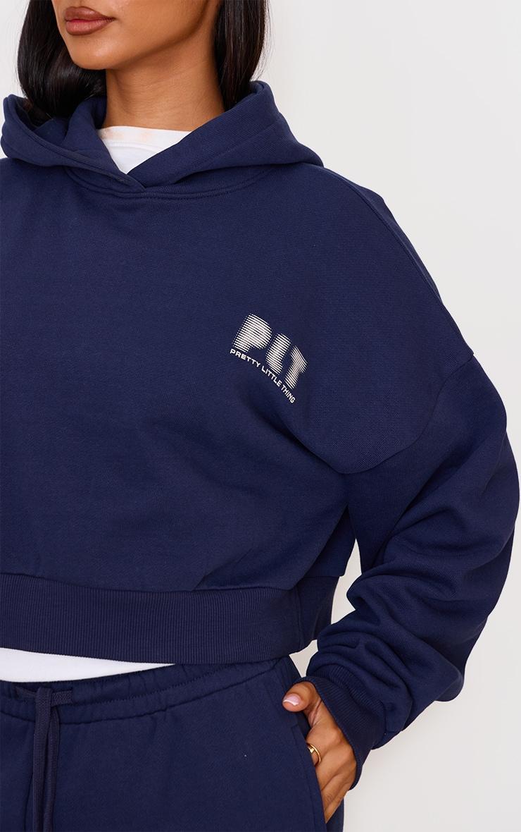 Petite Navy Printed Boxy Hoodie Product Image