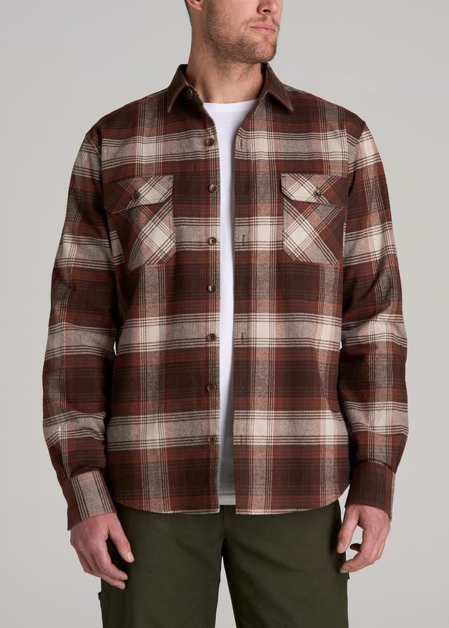 LJ&S Rugged Plaid Shirt Men's in Dark Brown and Beige Plaid Product Image