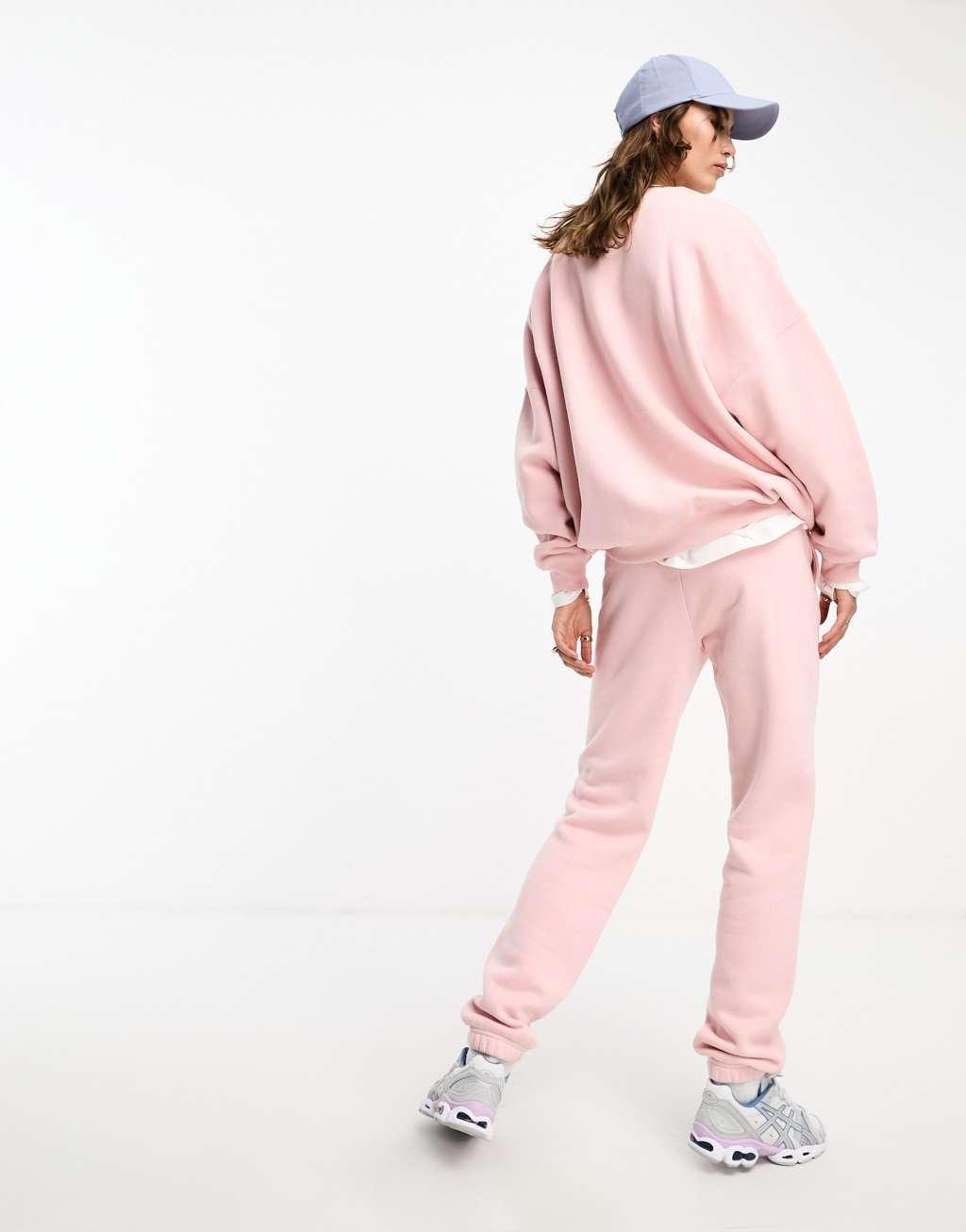 Pacsun script slogan wide leg sweatpants in silver pink - part of a set Product Image