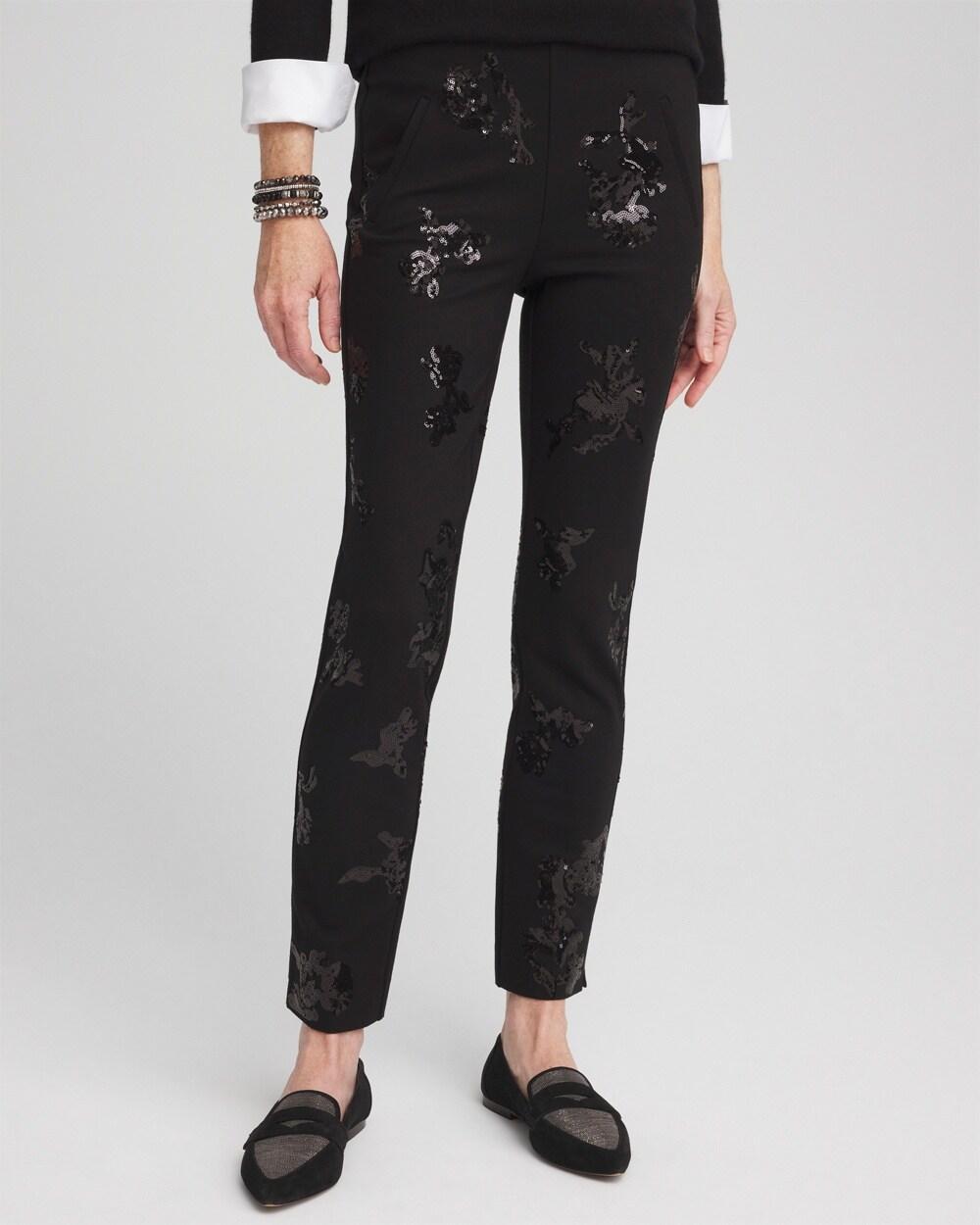 Juliet Floral Sequin Ankle Pants Product Image