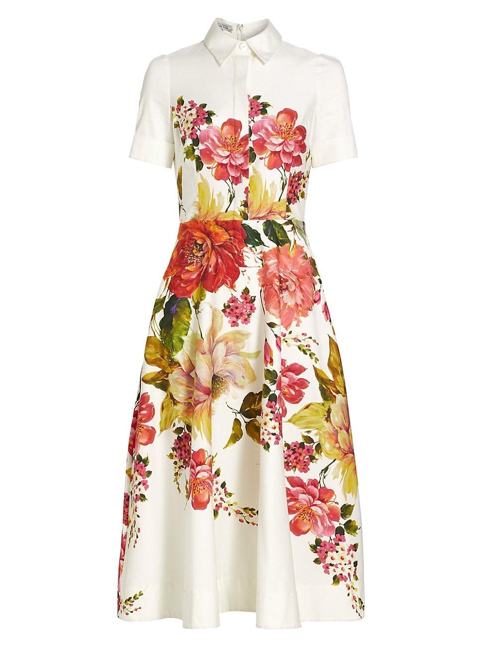 Womens Floral Fit-&-Flare Shirtdress Product Image