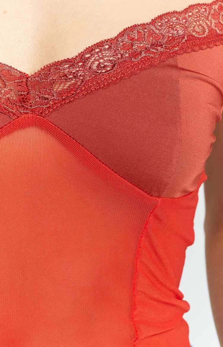 Kelsa Orange Lace Cami Product Image