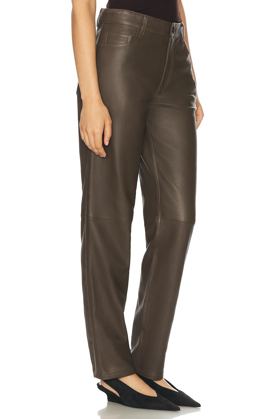 TOTÊME Five Pocket Leather Trouser In Bark 213 Product Image