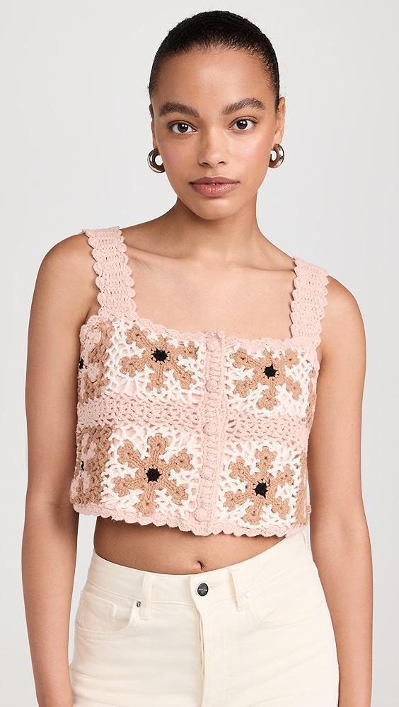 Favorite Daughter Floral Crochet Front Button Top​ | Shopbop Product Image