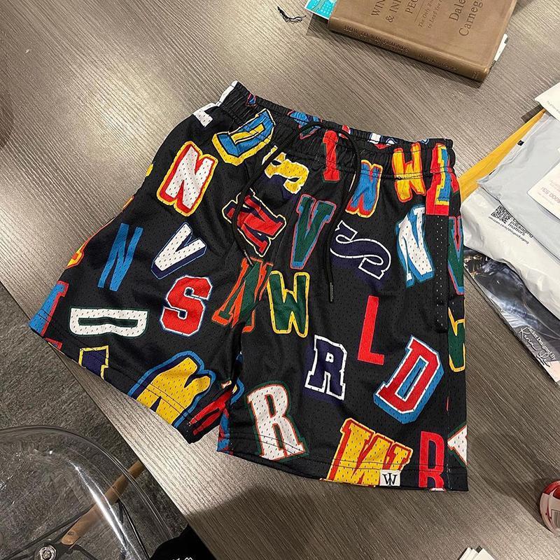 Color Letter Scrambled Printing Casual Mesh Shorts Product Image