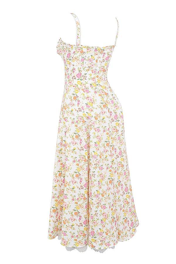 Rosalee Ivory Meadow Print Cotton Bustier Sundress Product Image