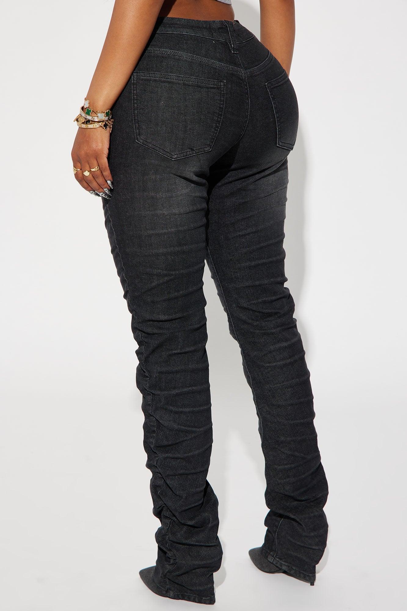 Up To No Good Stacked Straight Leg Jeans - Black Wash Product Image