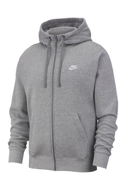 Nike Mens Nike Club Full-Zip Hoodie - Mens White/Dark Grey Heather Product Image