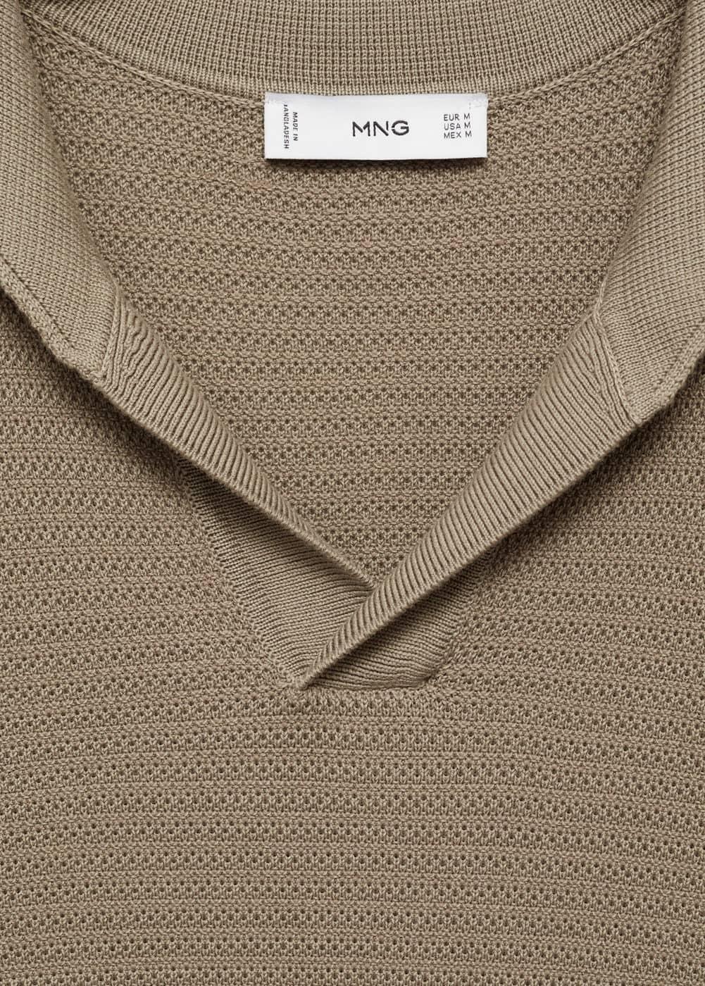 MANGO MAN - Tencel cotton polo shirt with braided knit olive greenMen Product Image