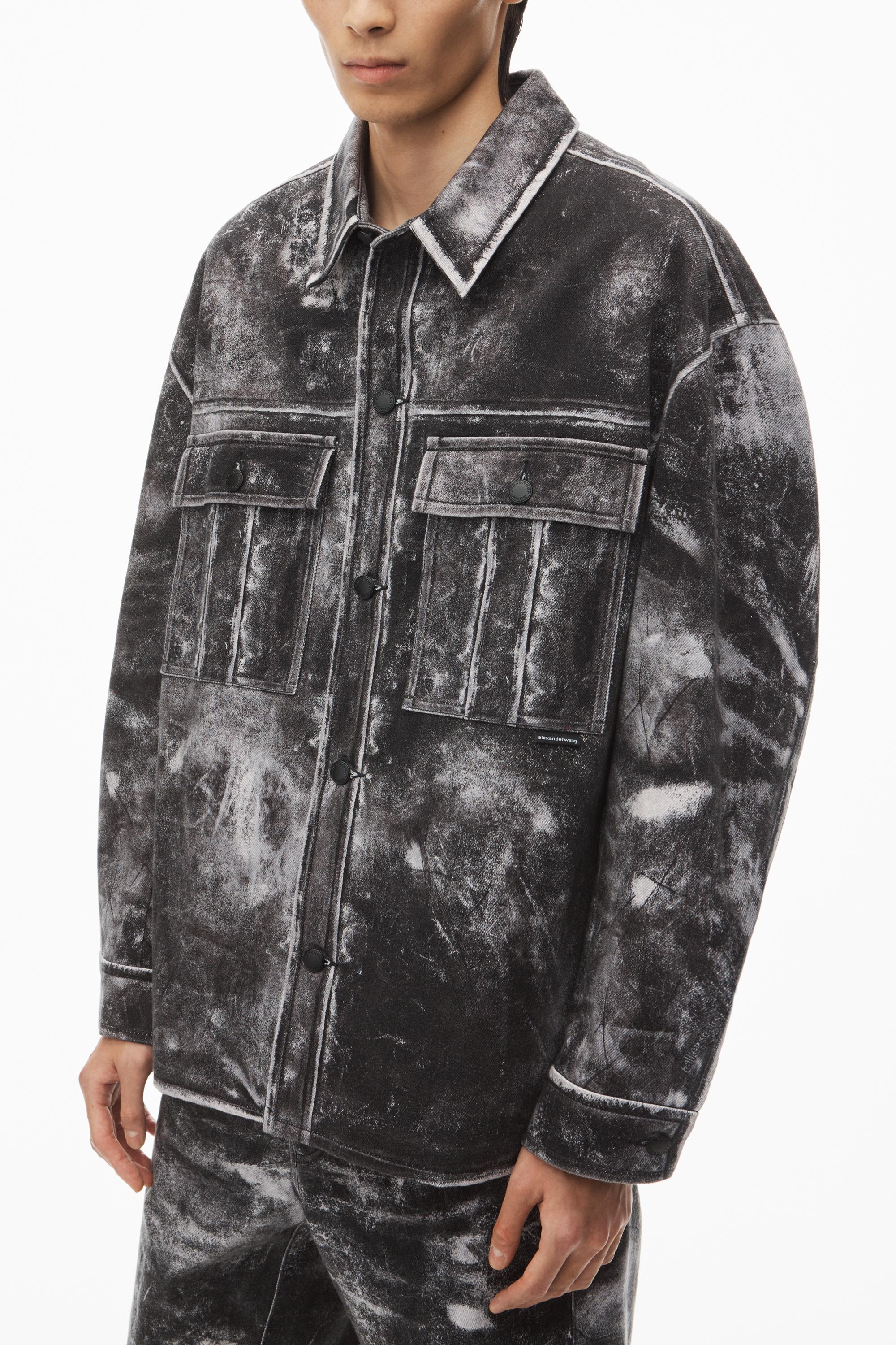 Cotton Shirt Jacket In Trompe-l’oeil Leather Effect Product Image