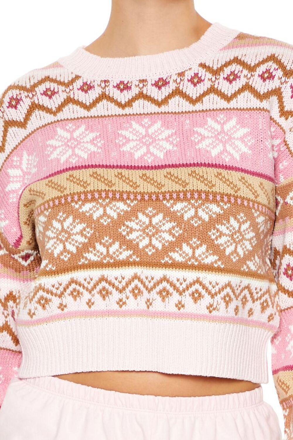 Fair Isle Snowflake Cropped Sweater | Forever 21 Product Image