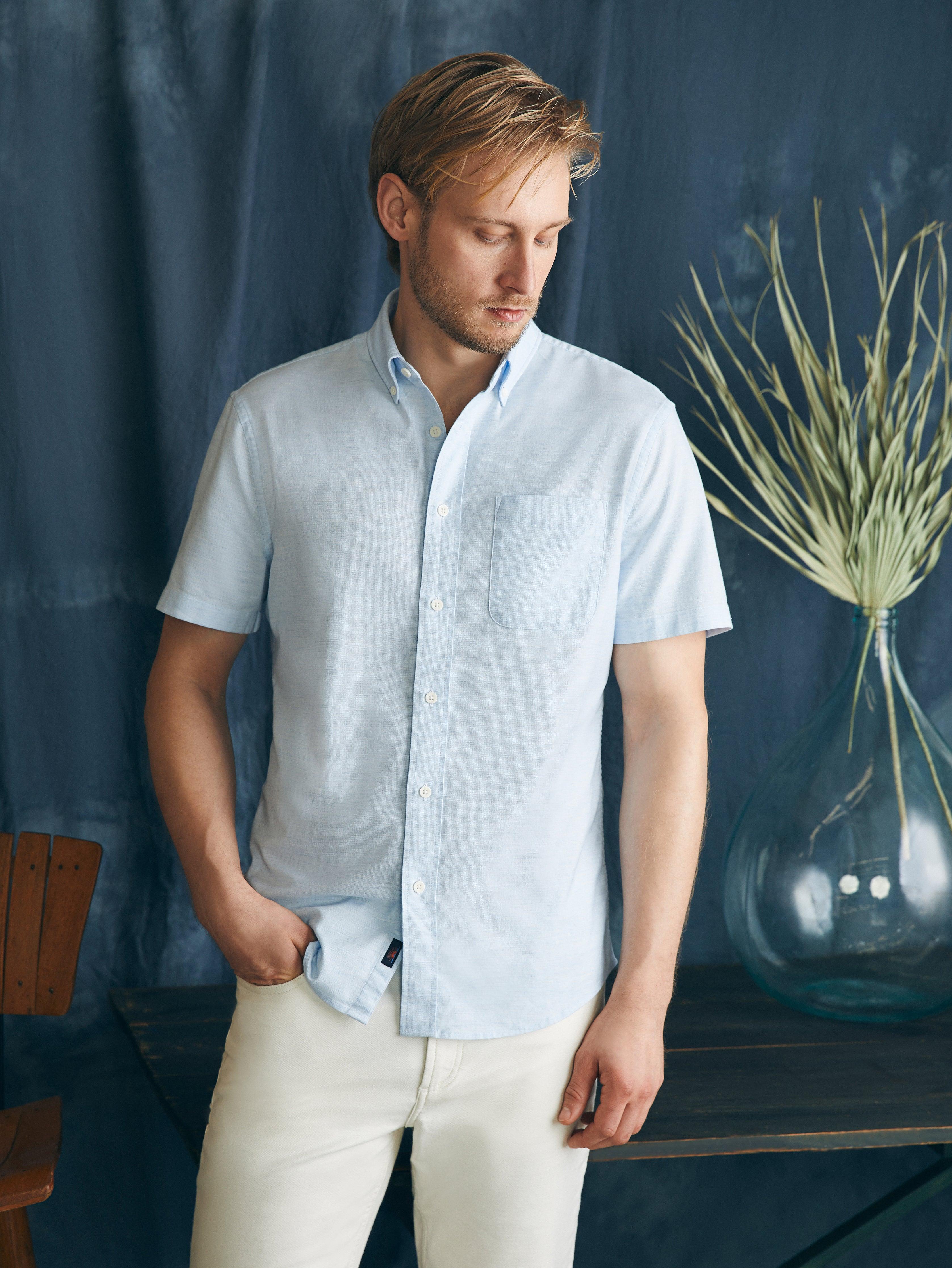 Short-Sleeve Supima Oxford Shirt - Blue Heather Product Image