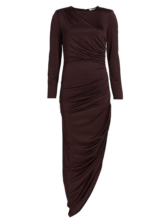 Veronica Beard Womens Tristana Ruched Asymmetric Midi Dress - Oxblood Product Image