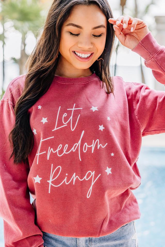 Comfort Colors: Let Freedom Ring Red Graphic Sweatshirt Female Product Image