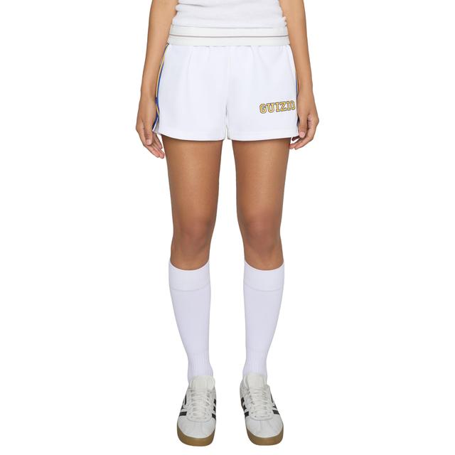 Womens GUIZIO X CHAMPION Varsity Shorts,, 3 White 2XL Product Image