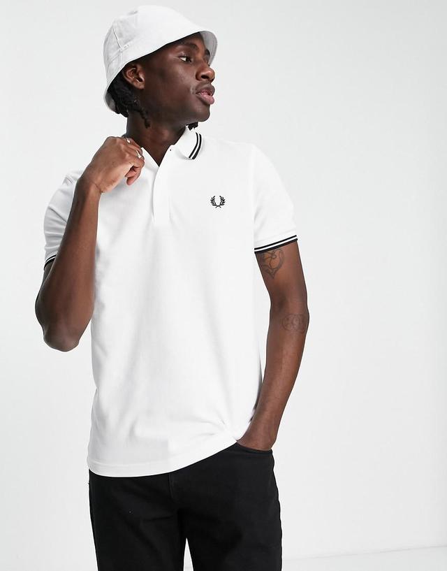 Fred Perry Twin Tipped Shirt (White 1) Men's Short Sleeve Knit Product Image