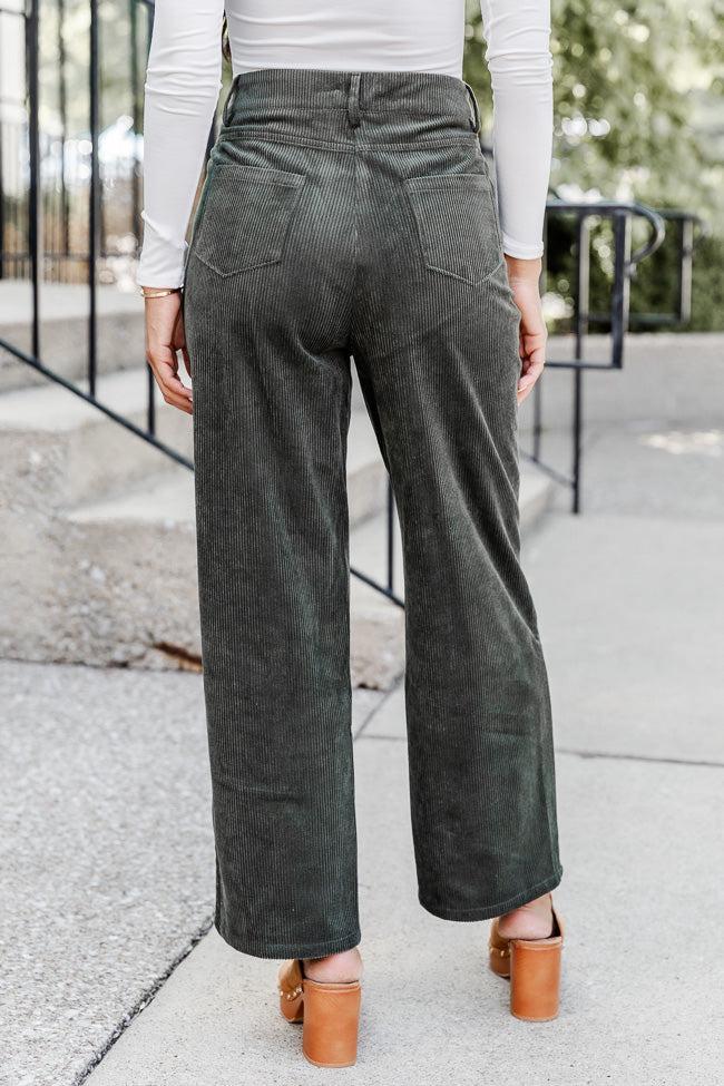 Get To Going Olive Corduroy Straight Leg Pants Product Image