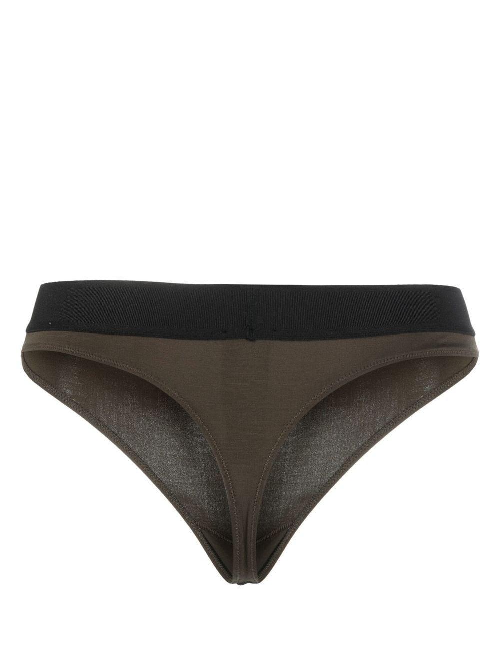 TOM FORD Logo-waistband Thong In Green Product Image