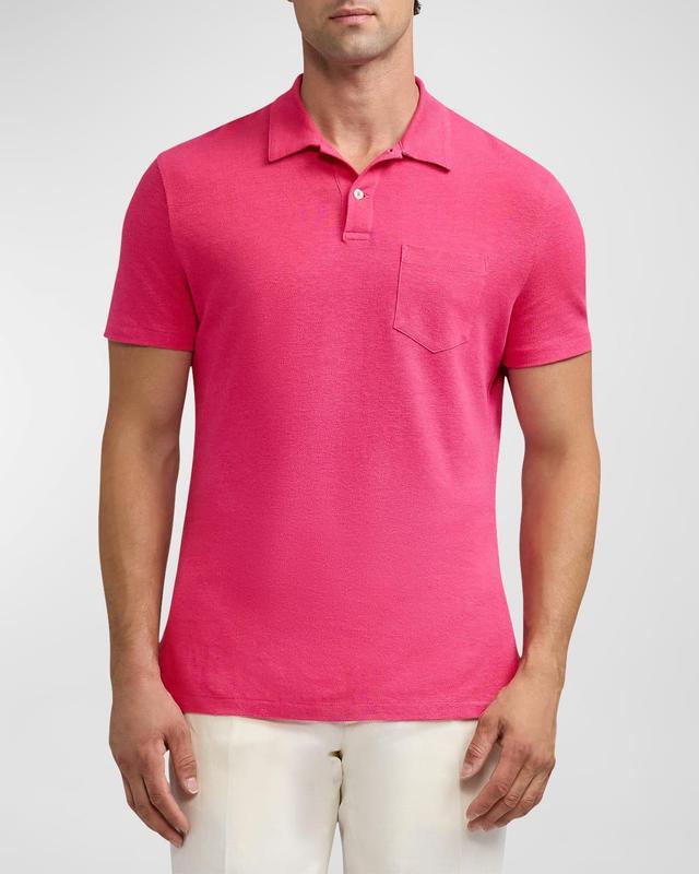 Men's Linen-Cotton Pique Polo Shirt Product Image