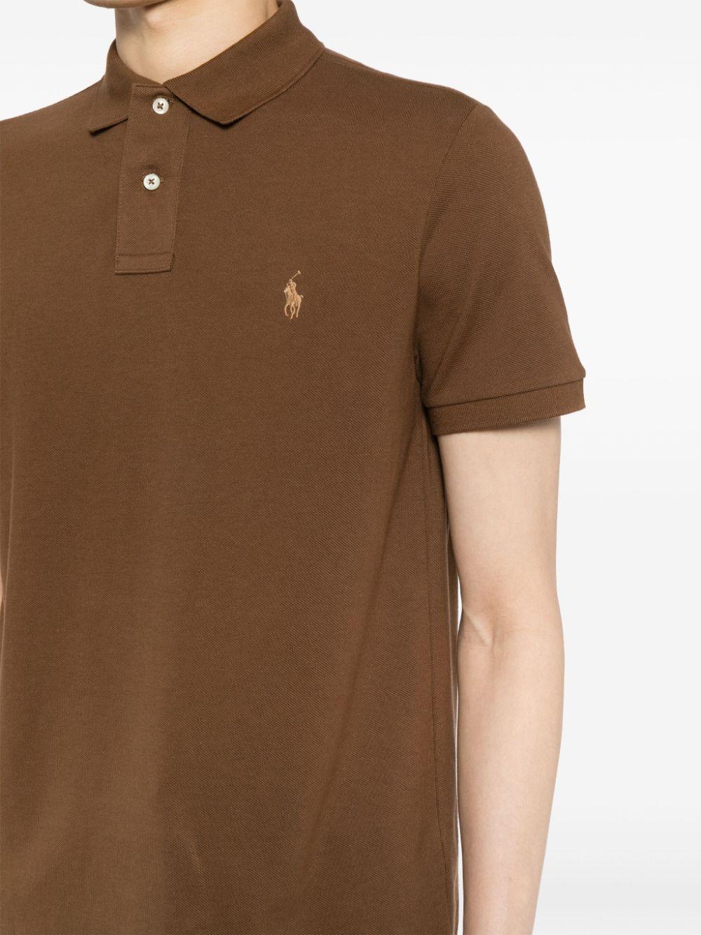 Short-sleeve Cotton Polo Shirt In Brown Product Image