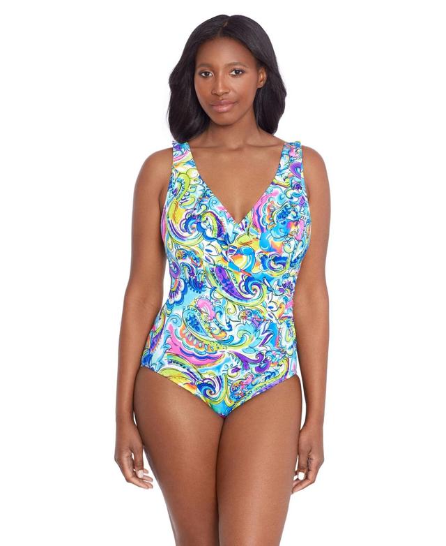 Longitude Womens Ruffle Surplice One-Piece Swimsuit Product Image