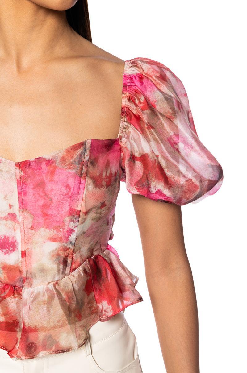 AMBER BREEZE FLORAL FLOUNCE TOP Product Image