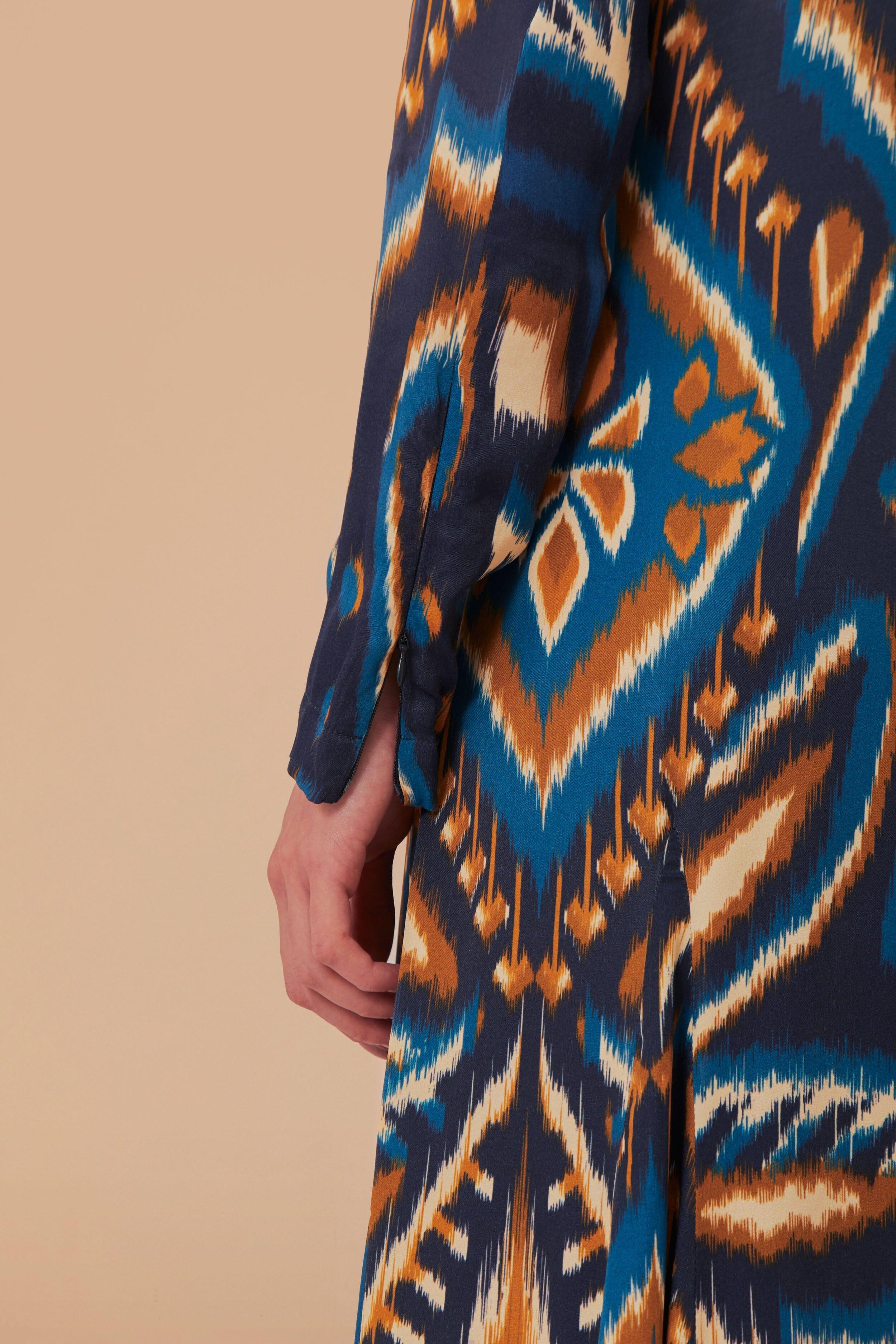 Blue Pineapple Ikat LENZING™ ECOVERO™ Viscose Maxi Dress Product Image