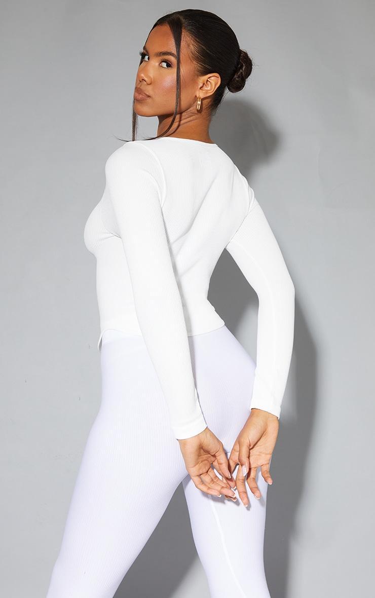 White Snatched Rib Double Zip Top Product Image