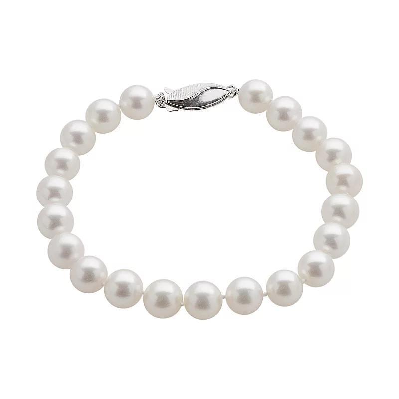 18k White Gold AA Akoya Cultured Pearl Bracelet (7-7.5 mm), Womens Product Image