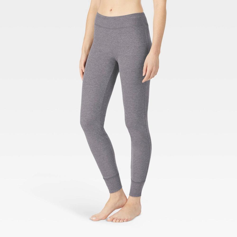 Warm Essentials by Cuddl Duds Womens Waffle Thermal Leggings - Graphite Heather XXL Product Image