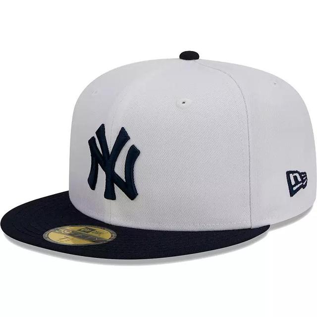 Mens New Era White, Navy New York Yankees Optic 59FIFTY Fitted Hat Product Image