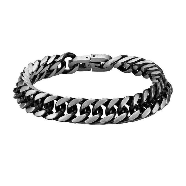 LYNX Mens 10 mm Black Ion-Plated Stainless Steel Curb Chain Bracelet Multicolor Product Image