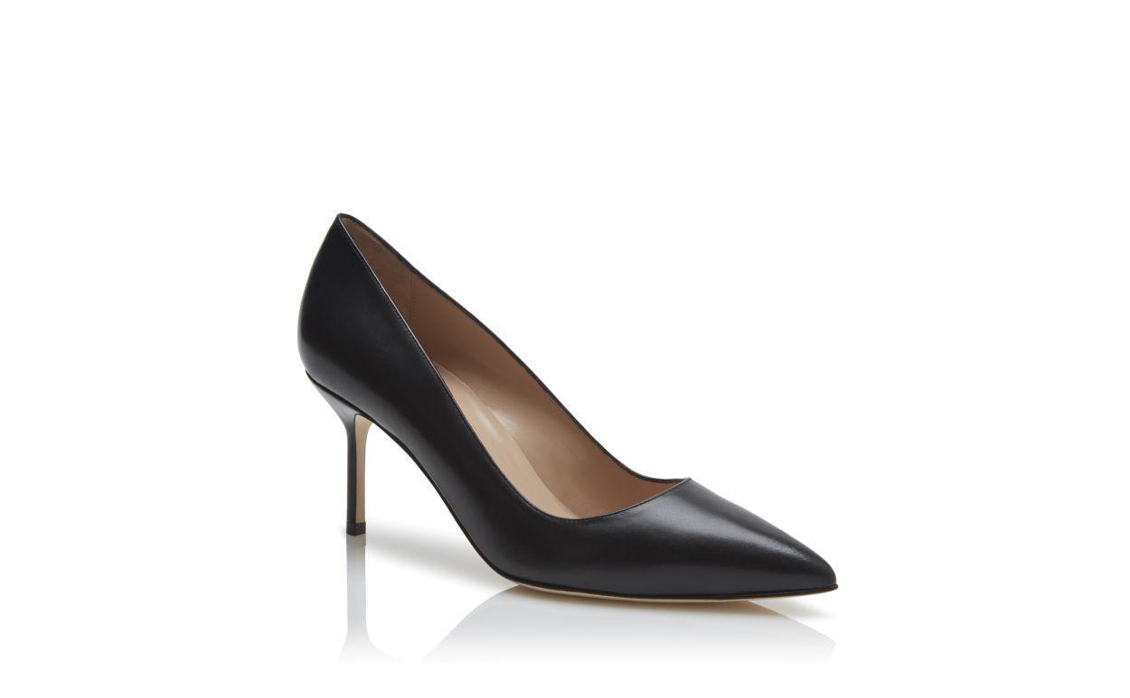 BB CALF 70 Black Calf Leather pointed toe Pumps Product Image