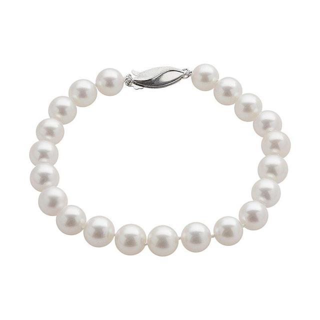 18k White Gold AA Akoya Cultured Pearl Bracelet (7-7.5 mm), Womens Product Image