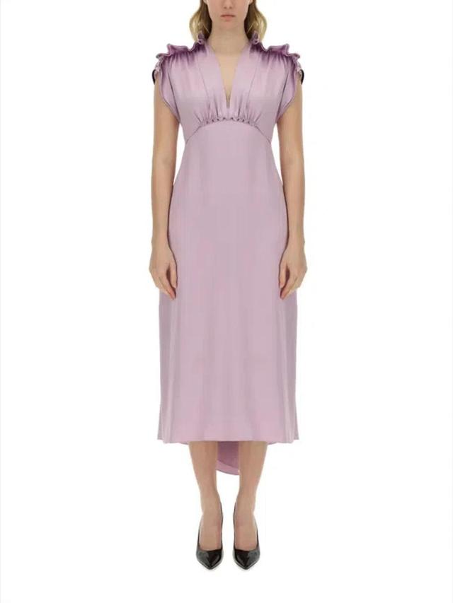 Women's V-neck Ruffle Midi Dress In Lilac Product Image