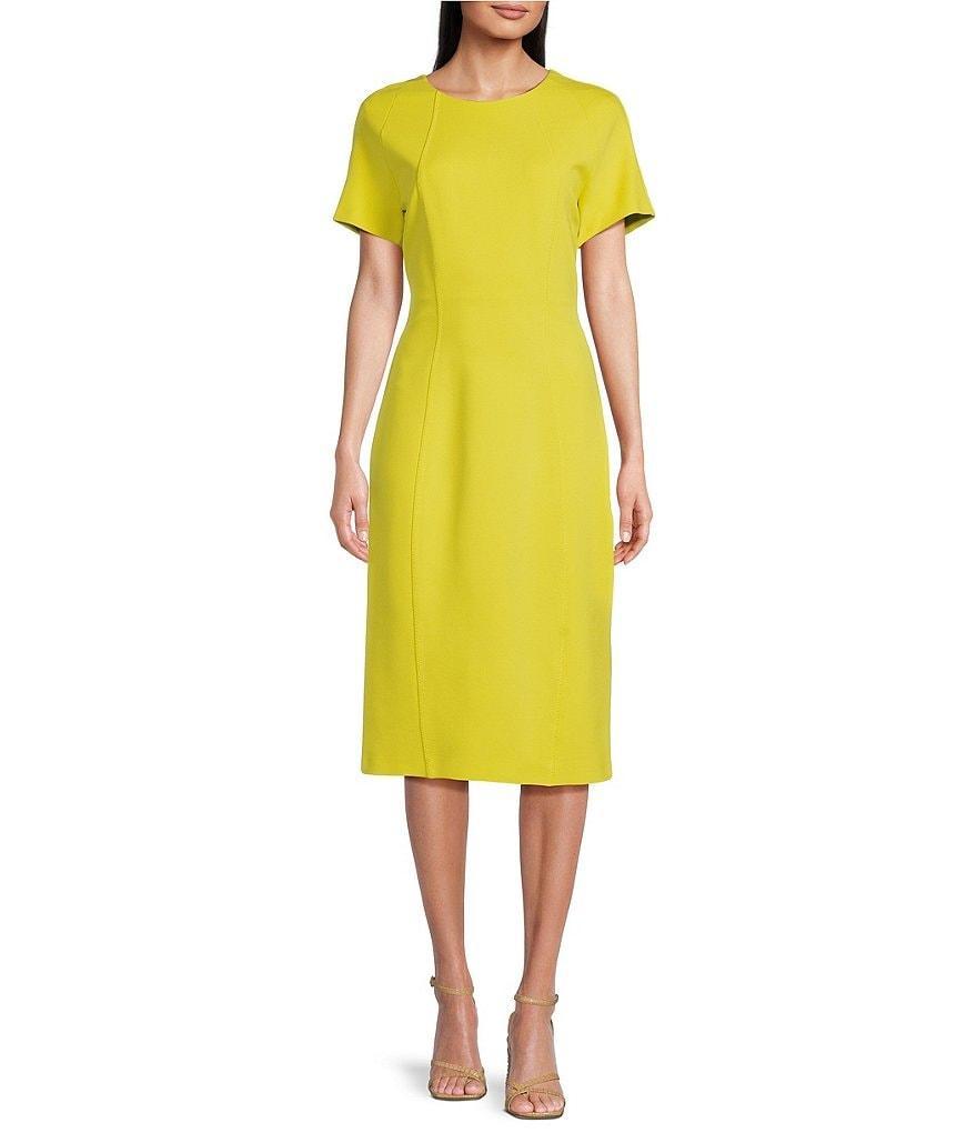 BOSS by Hugo Boss Dukeva Stretch Woven Round Neck Short Sleeve Midi Sheath Dress product image