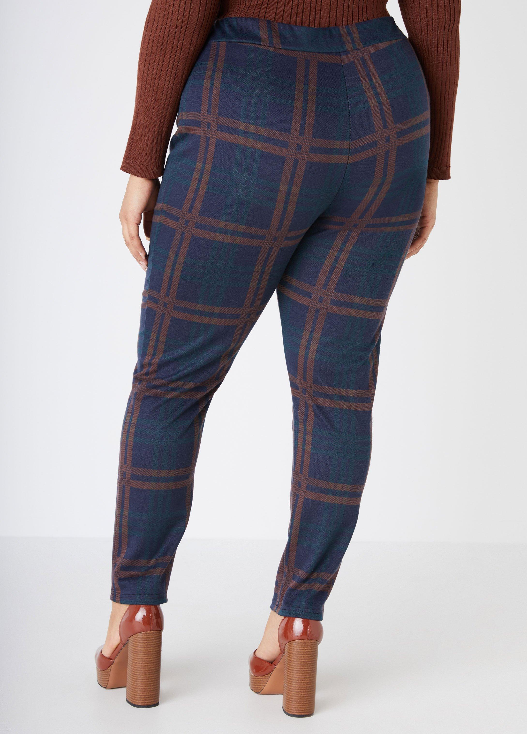 High Rise Plaid Leggings Product Image