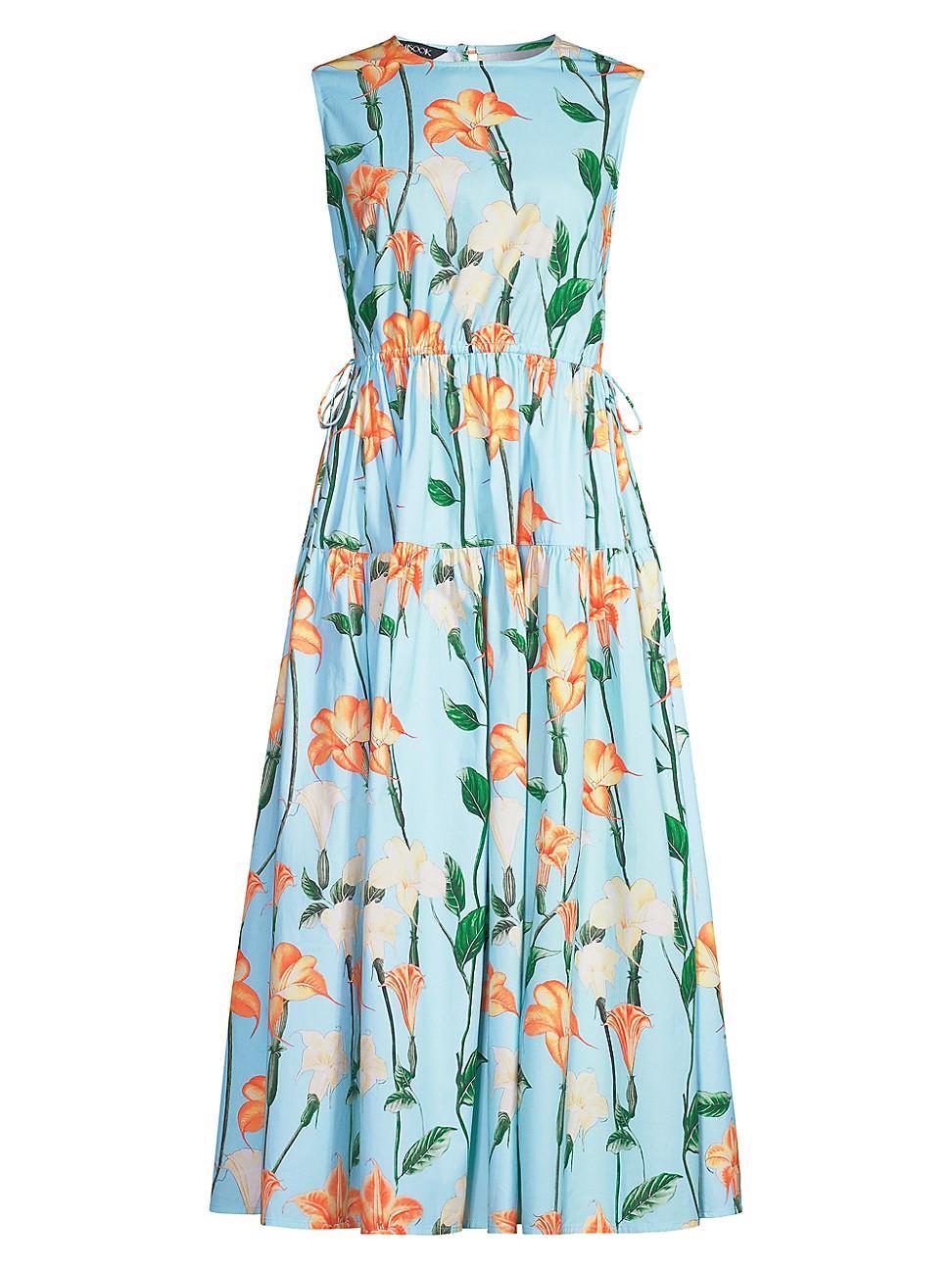 Womens Floral Drop-Waist Midi Dress Product Image